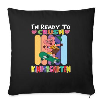 Skateboarding Pig I'm Ready To Crush Kindergarten - Sofa pillowcase 17,3'' x 17,3'' (45 x 45 cm) - black - Front