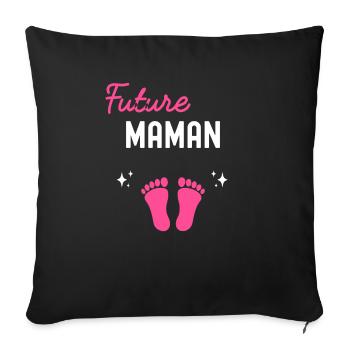 Future maman cadeau naissance grossesse maman - Housse de coussin décorative 45 x 45 cm - noir - Devant