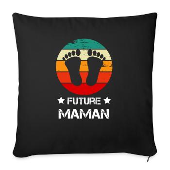 Future maman mère annonce grossesse vintage - Housse de coussin décorative 45 x 45 cm - noir - Devant