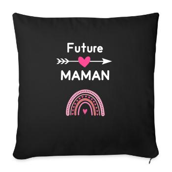 Future maman cadeau annonce grossesse mère - Housse de coussin décorative 45 x 45 cm - noir - Devant