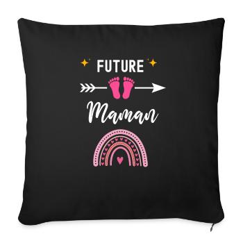 Future maman cadeau naissance maman mère - Housse de coussin décorative 45 x 45 cm - noir - Devant