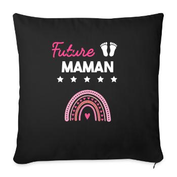 Future maman cadeau grossesse famille mère - Housse de coussin décorative 45 x 45 cm - noir - Devant