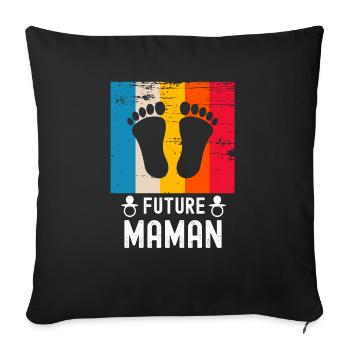 Future maman mère cadeau naissance vintage - Housse de coussin décorative 45 x 45 cm - noir - Devant