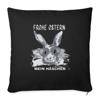 Frohe Ostern Mein Haeschen mit Brille schwarz/weiß - Sofakissenbezug 45 x 45 cm - Schwarz - Vorne