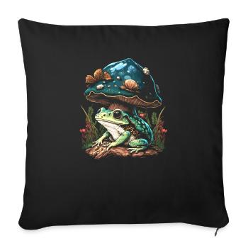 Cottagecore Aesthetic Mushroom Frog - Sofakissenbezug 45 x 45 cm - Schwarz - Vorne