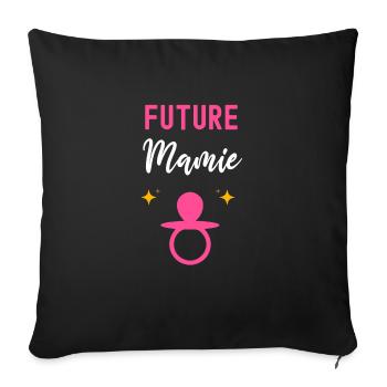 Future mamie grand-mère cadeau annonce grossesse - Housse de coussin décorative 45 x 45 cm - noir - Devant