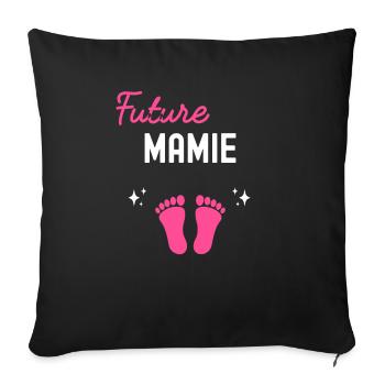 Future mamie cadeau naissance grossesse mamie - Housse de coussin décorative 45 x 45 cm - noir - Devant