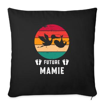 Future mamie grand-mère annonce grossesse retro - Housse de coussin décorative 45 x 45 cm - noir - Devant