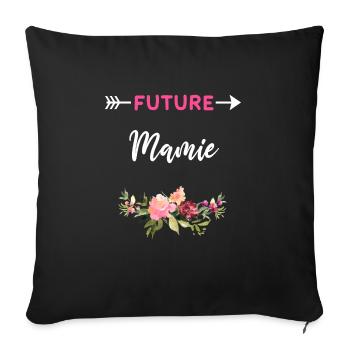 annonce grossesse cadeau Future mamie - Housse de coussin décorative 45 x 45 cm - noir - Devant