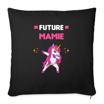Future mamie licorne dab annonce grossesse mamie - Housse de coussin décorative 45 x 45 cm - noir - Devant