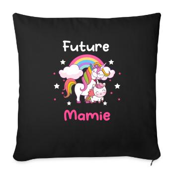 Future mamie licorne annonce grossesse grand-mère - Housse de coussin décorative 45 x 45 cm - noir - Devant