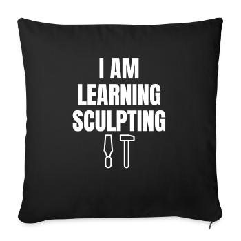 I'm learning sculpture saying English - Sofa pillowcase 17,3'' x 17,3'' (45 x 45 cm) - black - Front