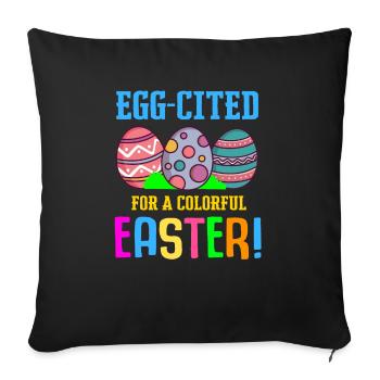 Easter Colorful Egg Dye Rabbit Egg Hunt - Sofa pillowcase 17,3'' x 17,3'' (45 x 45 cm) - black - Front