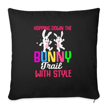 Lapin de Pâques Lapin de Pâques Fleurs Oeufs - Housse de coussin décorative 45 x 45 cm - noir - Devant