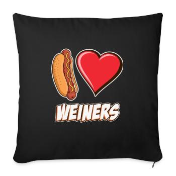 I Love Weiners Hotdog Lovers Puppy Heart Funny - Sofa pillowcase 17,3'' x 17,3'' (45 x 45 cm) - black - Front