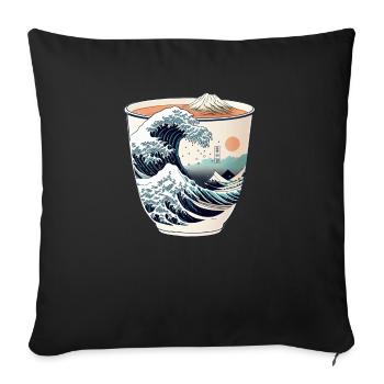 Kanagawa Wave - Reiten Sie auf den Gezeiten der - Sofakissenbezug 45 x 45 cm - Schwarz - Vorne