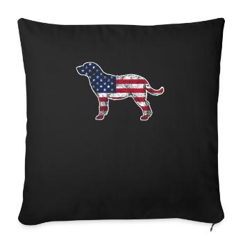 Labrador 4 juillet amoureux des chiens patriotes US - Housse de coussin décorative 45 x 45 cm - noir - Devant