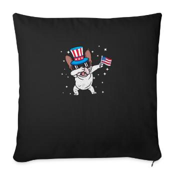 Dabbing Bouledogue Français 4 Juillet Patriote - Housse de coussin décorative 45 x 45 cm - noir - Devant