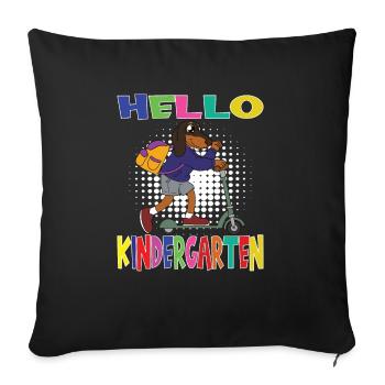 Hello Kindergarten Dog With Scooter - Sofa pillowcase 17,3'' x 17,3'' (45 x 45 cm) - black - Front