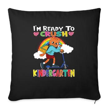 Cat With Scooter I'm Ready To Crush Kindergarten - Sofa pillowcase 17,3'' x 17,3'' (45 x 45 cm) - black - Front
