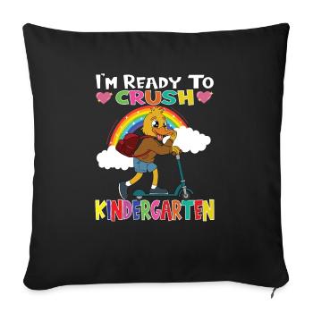 Duck With Scooter I'm Ready To Crush Kindergarten - Sofa pillowcase 17,3'' x 17,3'' (45 x 45 cm) - black - Front