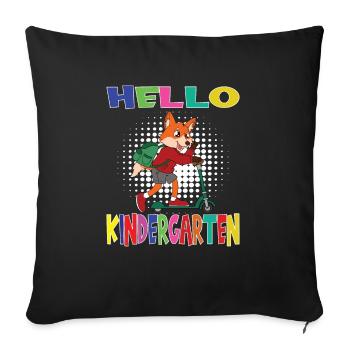 Bonjour Kindergarten Fox avec scooter - Housse de coussin décorative 45 x 45 cm - noir - Devant