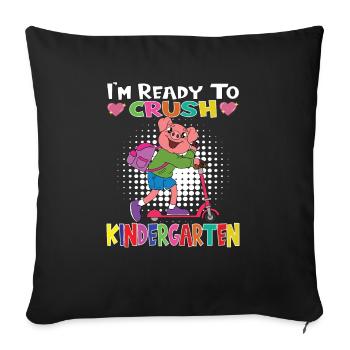 I'm Ready To Crush Kindergarten Pig With Scooter - Sofa pillowcase 17,3'' x 17,3'' (45 x 45 cm) - black - Front
