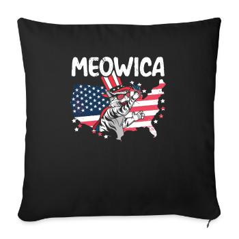 Meowica Patriotic America USA 4th Of July America - Sofa pillowcase 17,3'' x 17,3'' (45 x 45 cm) - black - Front