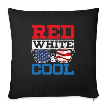 Rouge Blanc Et Cool Amérique USA Flag 4 Juillet - Housse de coussin décorative 45 x 45 cm - noir - Devant