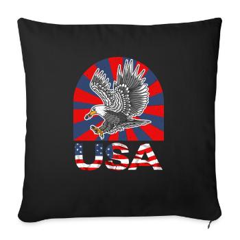 Amérique patriotique États-Unis Drapeau 4 juillet Américain - Housse de coussin décorative 45 x 45 cm - noir - Devant