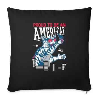 Proud To Be An Ameri-cat America 4th Of July - Sofa pillowcase 17,3'' x 17,3'' (45 x 45 cm) - black - Front