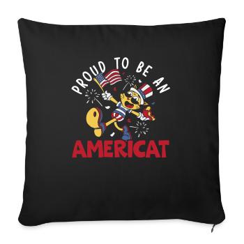 Proud To Be An Ameri-cat America 4th Of July - Sofa pillowcase 17,3'' x 17,3'' (45 x 45 cm) - black - Front
