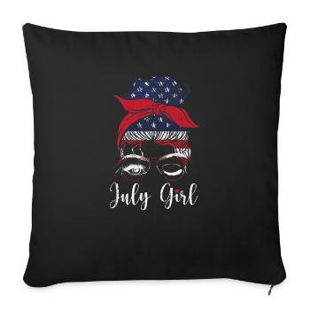 July Girl Wink Eye American Flag July 4 - Sofa pillowcase 17,3'' x 17,3'' (45 x 45 cm) - black - Front