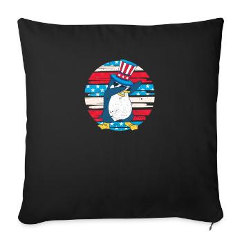 Dabbing Penguin 4 juillet Patriotic Dab USA - Housse de coussin décorative 45 x 45 cm - noir - Devant