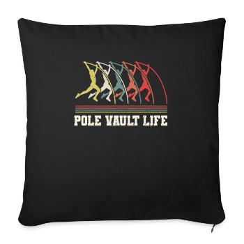 Vintage Retro Stabhochsprung Chemise Pole Vault Life - Housse de coussin décorative 45 x 45 cm - noir - Devant
