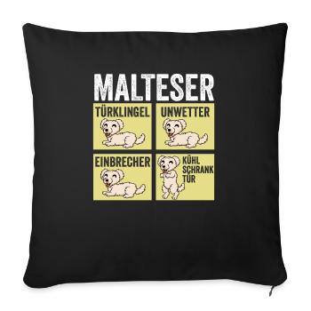 Hund Malteser - Sofakissenbezug 45 x 45 cm - Schwarz - Vorne