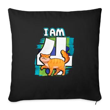 I am 4 cat - Sofa pillowcase 17,3'' x 17,3'' (45 x 45 cm) - black - Front