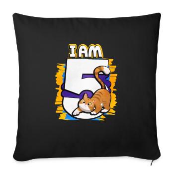 I am 5 cat - Sofa pillowcase 17,3'' x 17,3'' (45 x 45 cm) - black - Front