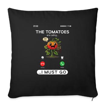 Les tomates appellent, drôle de jardinage de tomates - Housse de coussin décorative 45 x 45 cm - noir - Devant