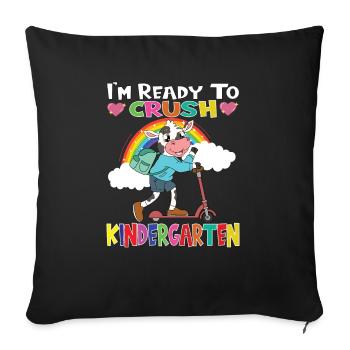 Cow With Scooter I'm Ready To Crush Kindergarten - Sofa pillowcase 17,3'' x 17,3'' (45 x 45 cm) - black - Front
