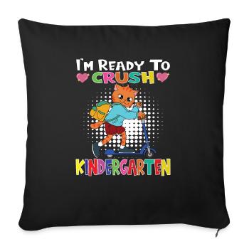 I'm Ready To Crush Kindergarten Cat With Scooter - Sofa pillowcase 17,3'' x 17,3'' (45 x 45 cm) - black - Front