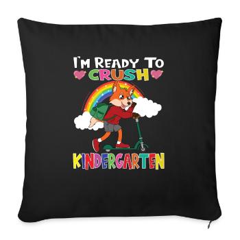 Fox With Scooter I'm Ready To Crush Kindergarten - Sofa pillowcase 17,3'' x 17,3'' (45 x 45 cm) - black - Front