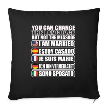 Gift idea for married man or woman - Sofa pillowcase 17,3'' x 17,3'' (45 x 45 cm) - black - Front