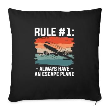 La règle numéro un a toujours un pilote d’avion d’évacuation - Housse de coussin décorative 45 x 45 cm - noir - Devant