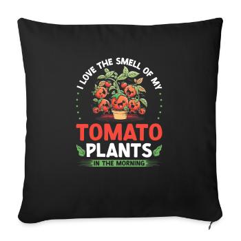 J’aime l’odeur des plants de tomates, Funny Tomato - Housse de coussin décorative 45 x 45 cm - noir - Devant