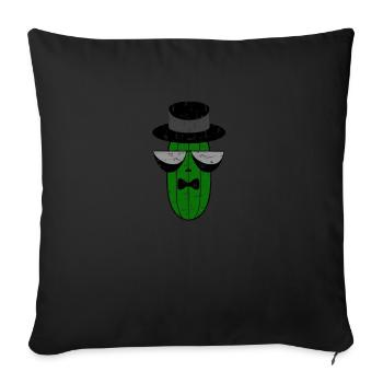 concombre kawaii avec chapeau haut de forme et nœud papillon - Housse de coussin décorative 45 x 45 cm - noir - Devant