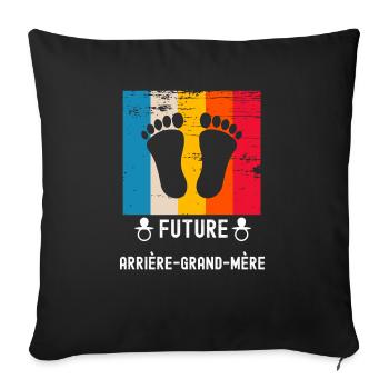 future arrière-grand-mère naissance vintage - Housse de coussin décorative 45 x 45 cm - noir - Devant