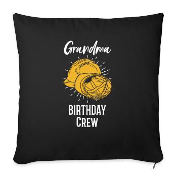 Grand-mère de l’équipe d’anniversaire - Bâtiment d’anniversaire - Housse de coussin décorative 45 x 45 cm - noir - Devant