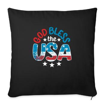 Que Dieu bénisse le patriote du drapeau américain américain - Housse de coussin décorative 45 x 45 cm - noir - Devant