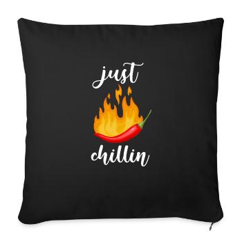 Red Hot Chili Spicy Pepper Food Lover Chilli - Sofa pillowcase 17,3'' x 17,3'' (45 x 45 cm) - black - Front